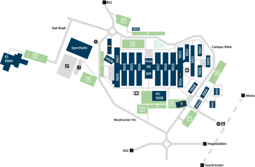 Lageplan Umwelt-Campus Birkenfeld inklusive Anschlüsse an das Straßen- Bahnnetz