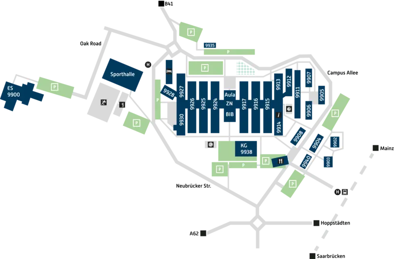 Lageplan Umwelt-Campus Birkenfeld inklusive Anschlüsse an das Straßen- Bahnnetz