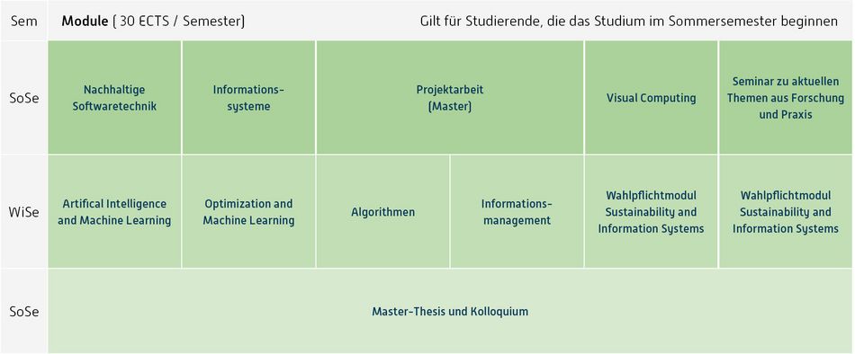 Abbildung des Studienverlaufplans aus dem Curriculum des Studiengangs.