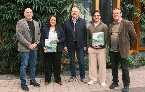 v.l.n.r. Prof. Dr. Peter Heck, Dr.-Ing. Jackeline Martínez, Prof. Dr. Klaus Helling, Dr. rer. pol. Stefan Stumm, Prof. Dr. habil. Dirk Löhr