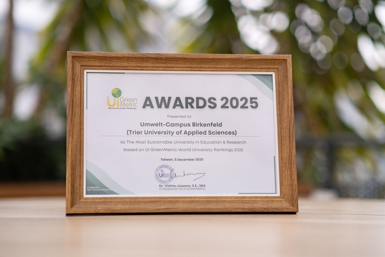 Plaktette GreeMetric Award 2025