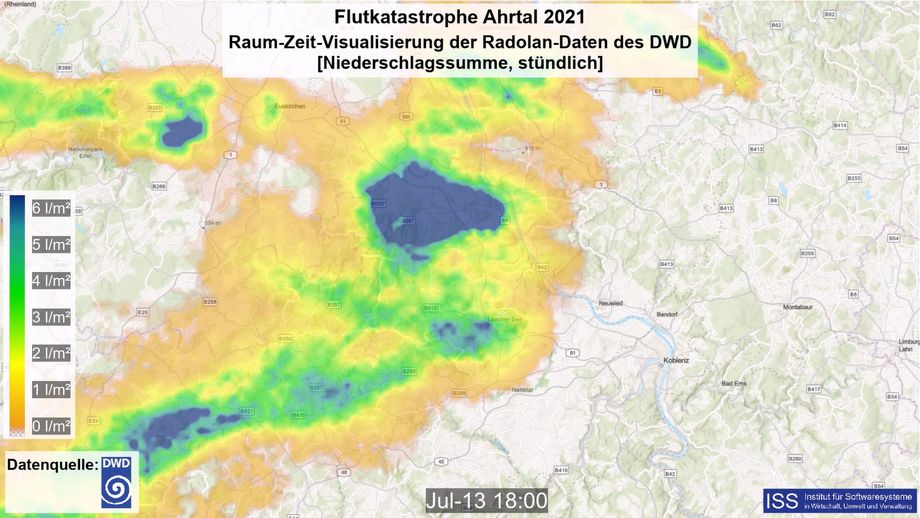 Karte mit Niederschlagsgeschehen