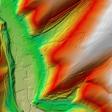 Beispiel eines hochgenauen Geländemodells (10x10cm) abgeleitet aus Lidar-Daten