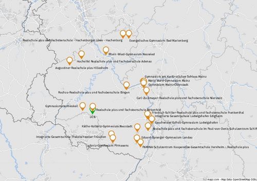 Landkarte Standorte Informatik-Profilschulen