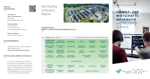 Download des Flyer zum Studiengang "Umwelt- und Wirtschaftsinformatik" Bachelor of Science