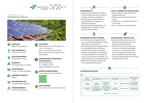 Download des Flyer zum Studiengang "Erneuerbare Energien" Master of Science