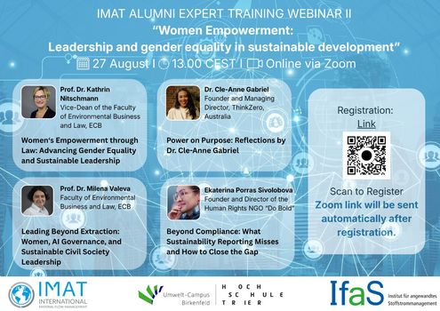 IMAT Alumni Expert Training Webinar zu Frauenförderung, Leadership und Geschlechtergerechtigkeit