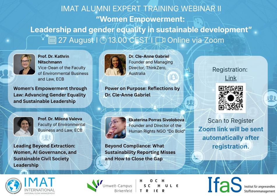 IMAT Alumni Expert Training Webinar zu Frauenförderung, Leadership und Geschlechtergerechtigkeit