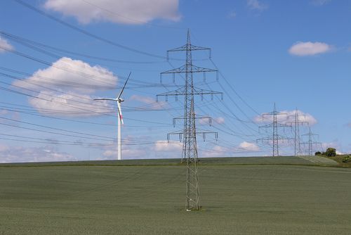 Windenergieanlage und Stromnetz