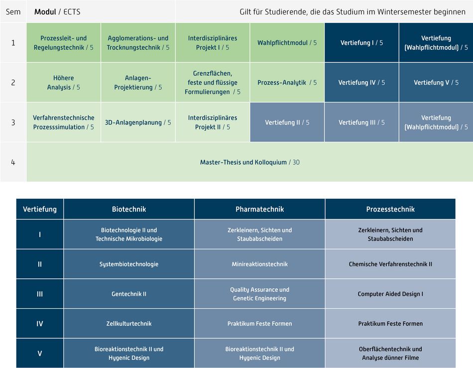 Abbildung des Studienverlaufplans aus dem Curriculum des Studiengangs.