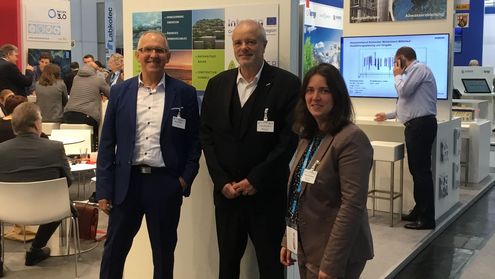 Werner Pilsner, Franziskus Sauer und Tamara Breitbach (v.l.n.r.) sind für Greater Green in Sachen Vernetzung der Umwelttechnik in der Großregion auf der Weltleitmesse IFAT in München aktiv.