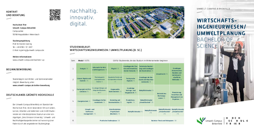 Download des Flyer zum Studiengang "Wirtschaftsingenieurwesen/Umweltplanung" Bachelor of Science