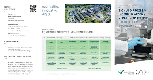 Download des Flyer zum Studiengang "Bio- und Prozess-Ingenieurwesen/Verfahrenstechnik" Bachelor of Science