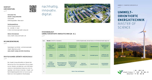 Download des Flyer zum Studiengang "Umweltorientierte Energietechnik" Master of Science