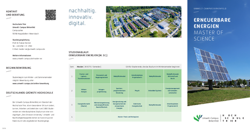 Download des Flyer zum Studiengang "Erneuerbare Energien" Master of Science